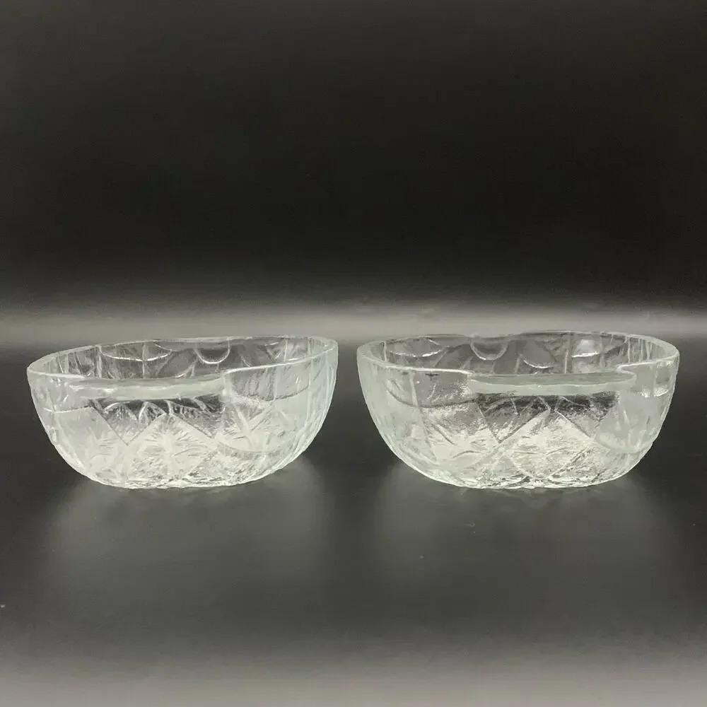 Vintage 1950’s KIG Indonesia Pineapple Shaped Pattern Glass Fruit Nut Bowl Dish